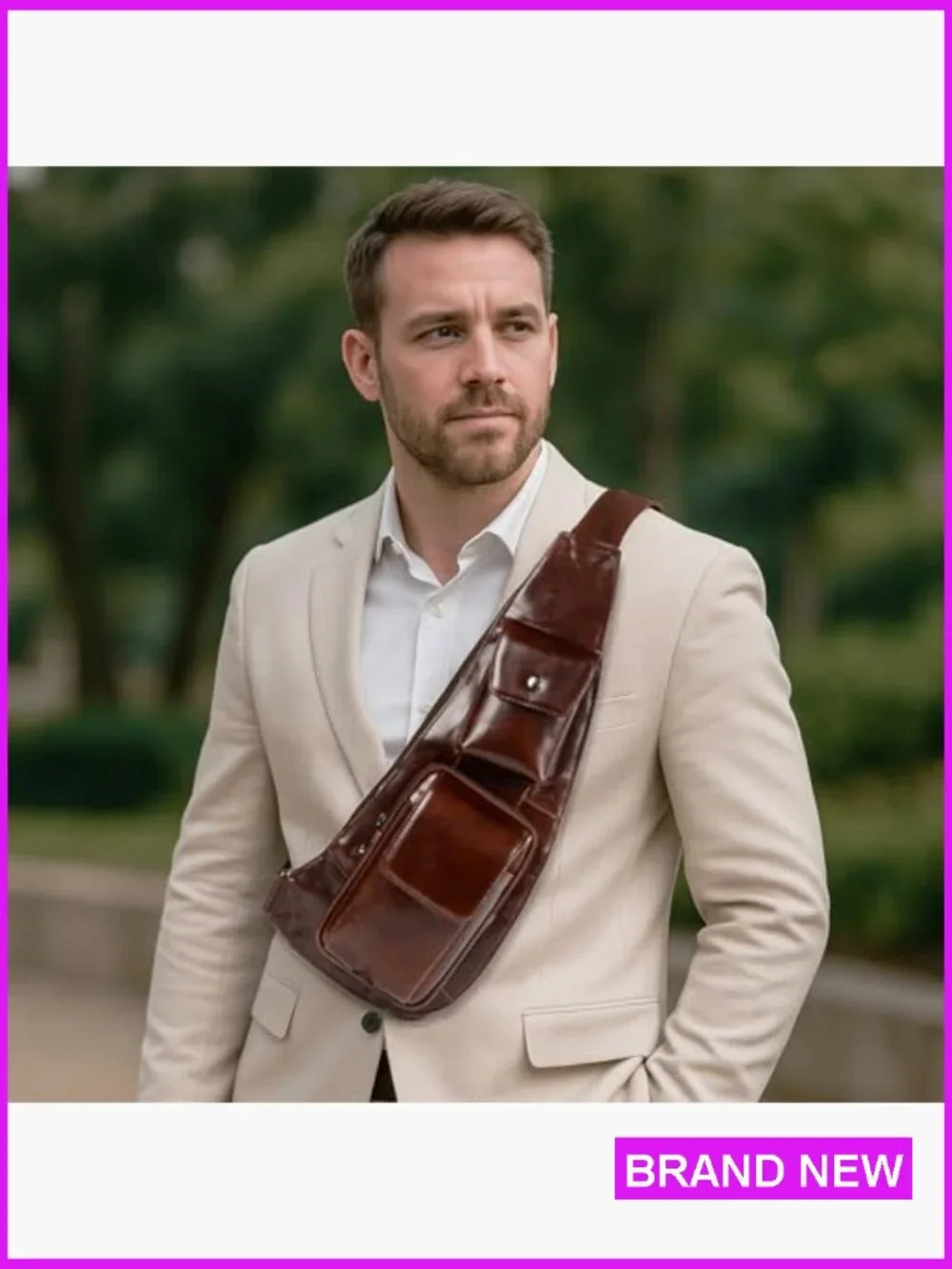 Genuine Leather Sling Bag Crossbody Shoulder Chest Pack Travel Purse